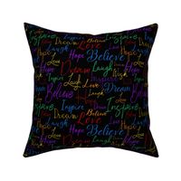 positive affirmations colorful rainbow on black -  midsize scale