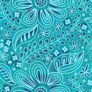 boho teal Floral normal scale