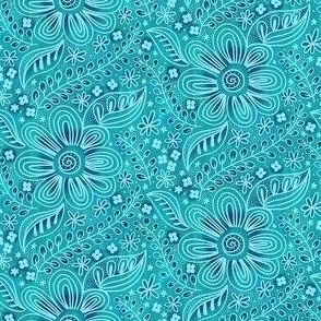 boho teal Floral tiny scale