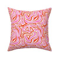 Groovy swirls - Vintage abstract organic shapes and retro flower power zebra style cool boho design pink red on ivory