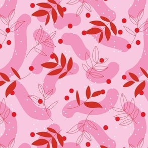 Matisse inspired leaves and dots pink red