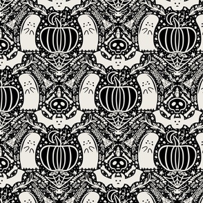 Halloween Damask Black and white