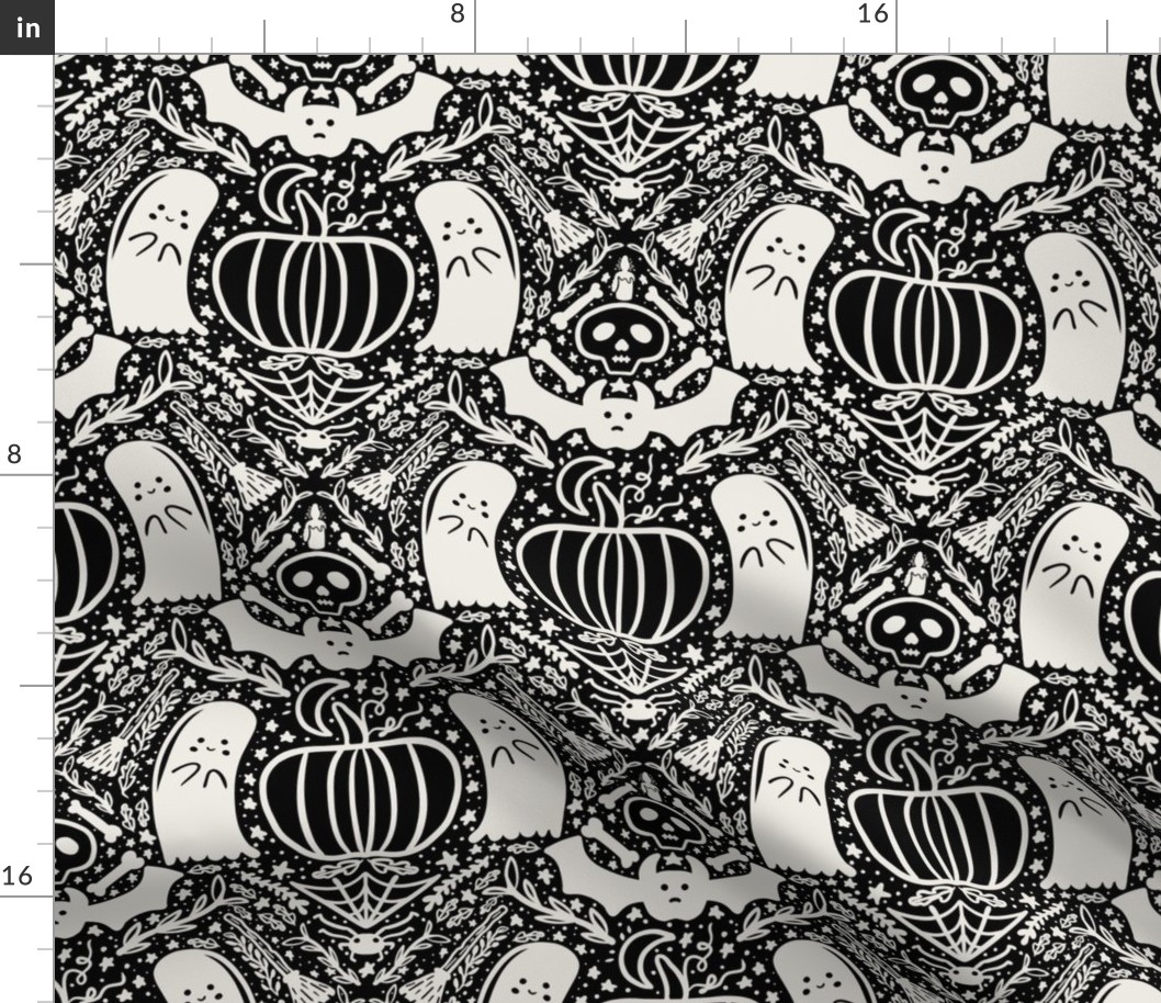 Halloween Damask Black and white