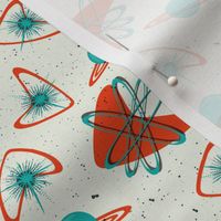 Atomic Space - Mid Century Modern Outer Space Ivory Red Aqua Small Scale