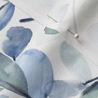 FADED WATERCOLOR LEAVES-NAVY BLUE LARGE