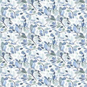 FADED WATERCOLOR LEAVES-NAVY BLUE SMALL