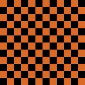 halloween boho checker fabric - checkerboard fabric, orange checkerboard fabric