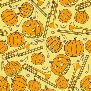 Halloween Pumpkin Trombone Music Notes Petal Solid Color Buttercup