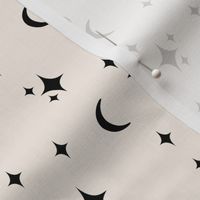 halloween moon and stars fabric - retro stars fabric - neutral
