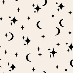 halloween moon and stars fabric - retro stars fabric - neutral
