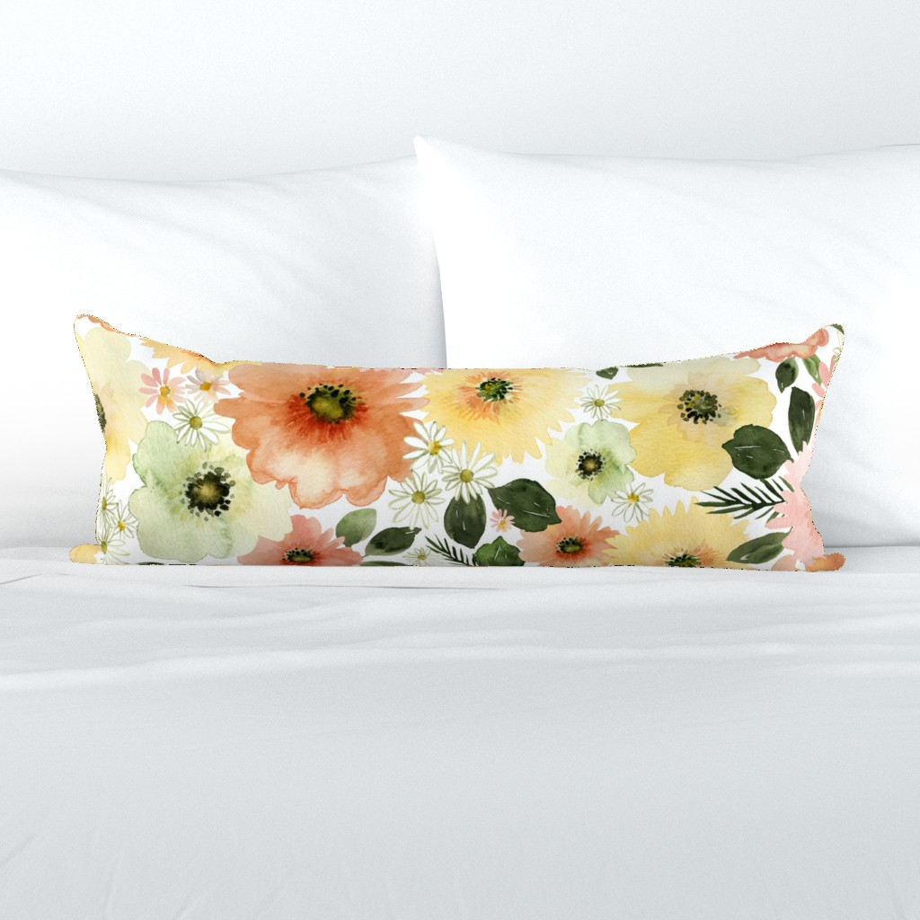 RETRO FLORAL ON WHITE-JUMBO