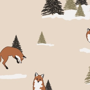 Fox in the forest, Neutral pattern, large format