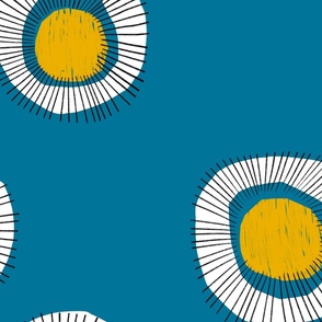 Midcentury-abstract -flower-teal-yellow 