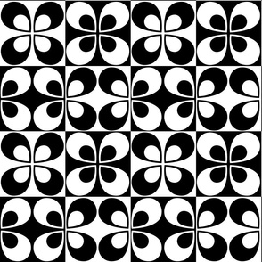Teardrop Flower Tiles // Black & White