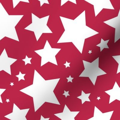 Large white stars on Viva Magenta - large star print