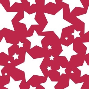 Large white stars on Viva Magenta - large star print