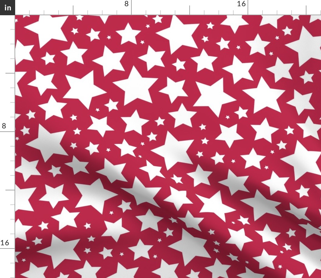 Large white stars on Viva Magenta - large star print