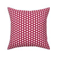 Half inch white polka dots on Viva Magenta