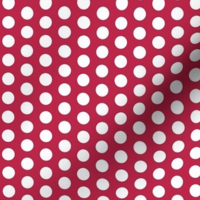 Half inch white polka dots on Viva Magenta