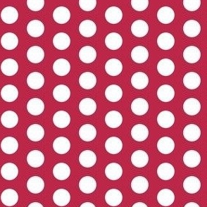 Half inch white polka dots on Viva Magenta