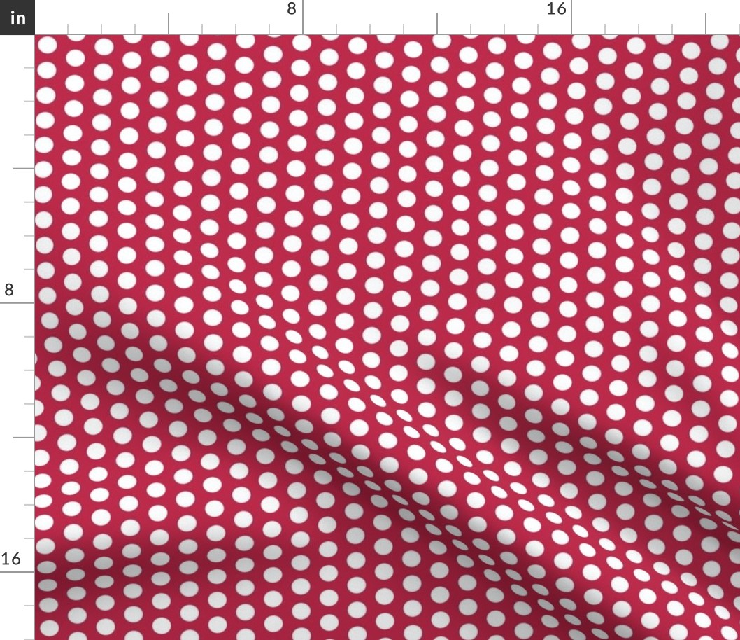 Half inch white polka dots on Viva Magenta