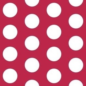 One inch large white polka dots on Viva Magenta - 1 inch polka dots