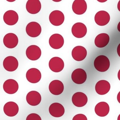 One inch large Viva Magenta polka dots on white -  1 inch polka dots