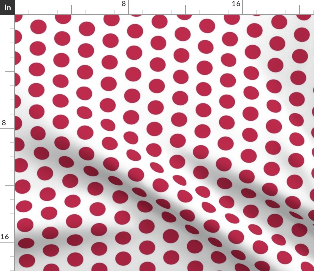 One inch large Viva Magenta polka dots on white -  1 inch polka dots