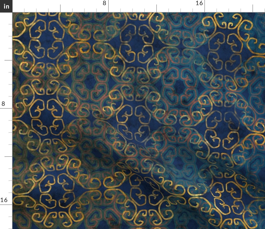 batik scroll midnight navy blue