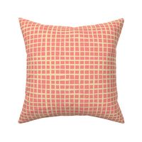 Wonky Yellow and Pink Square Grid Plaid Gingham Check Small Scale