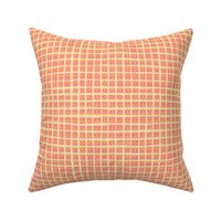 Wonky Yellow and Pink Square Grid Plaid Check Small Scale