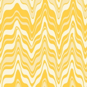 (Large) Retro Modern Zig Zag Marbled Chevron Stripes in Yellow on Yellow Monochrome