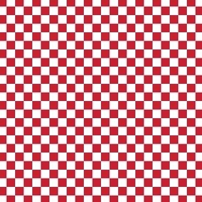 Mini half inch repeat red and white checkerboard print