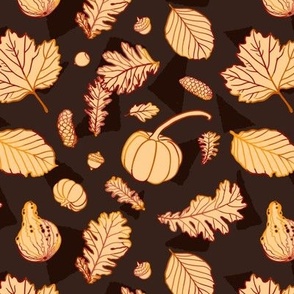 Fall Harvest Outlines- Brown and Orange