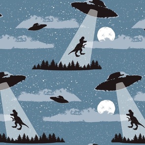 Alien Dino Abduction - Denim - Large