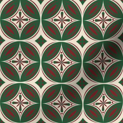 Moroccan Tiles (Burgundy/Hunter) Reversed