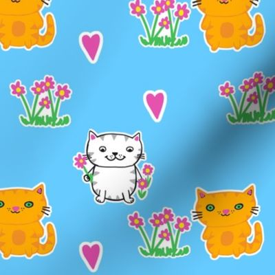 cute cats and flowers