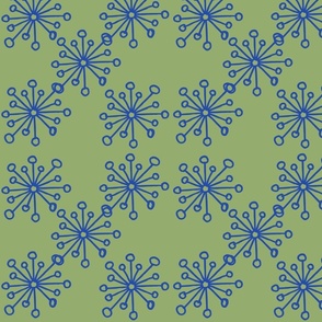 Dandelion -Blue On Green - Medium Scale.