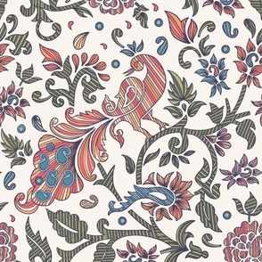 Peacock Garden/Paithani/indian textile/jumbo/multicolor