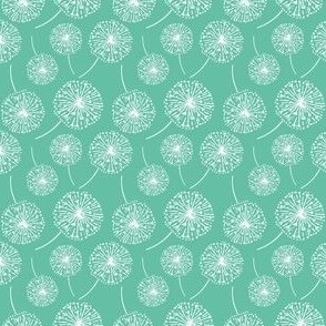 Dandelion clocks white on aqua (small)