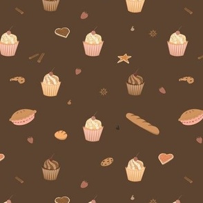 Cupcakes & Cookies- Brown, orange and pink