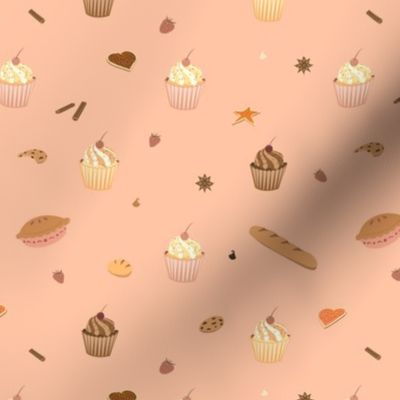 Cupcakes & Cookies- Peach, orange and pink