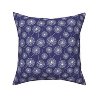 Dandelion clocks white on Pantone Navy Blue (medium)