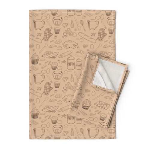 Baking Tools and Treats Outlined- Brown and Orange