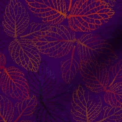 Tri-Leaf Stamp Art in Orange, Gold and Purple