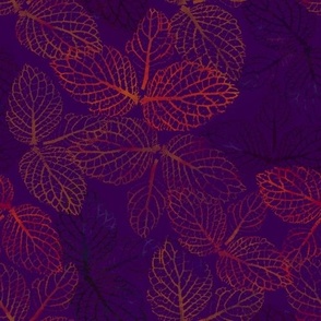Tri-Leaf Stamp Art in Orange, Gold and Purple