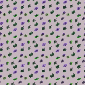 Whimsical Flowers- Green and Purple