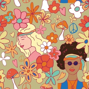 Retro Hippie Flower Child Pattern