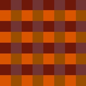 Brown and orange gingham - Large scale