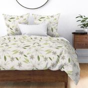 White lily, lily, floral, botanical, pretty, watercolor, bed linen, large scale, greenery, floral, lily flower,  wallpaper